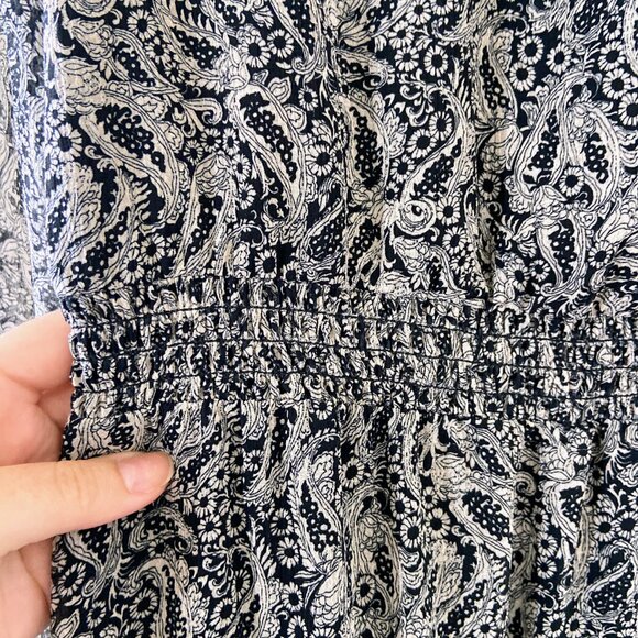 Sezane black and cream paisley print midi dress - Size 38 - Picture 8 of 13